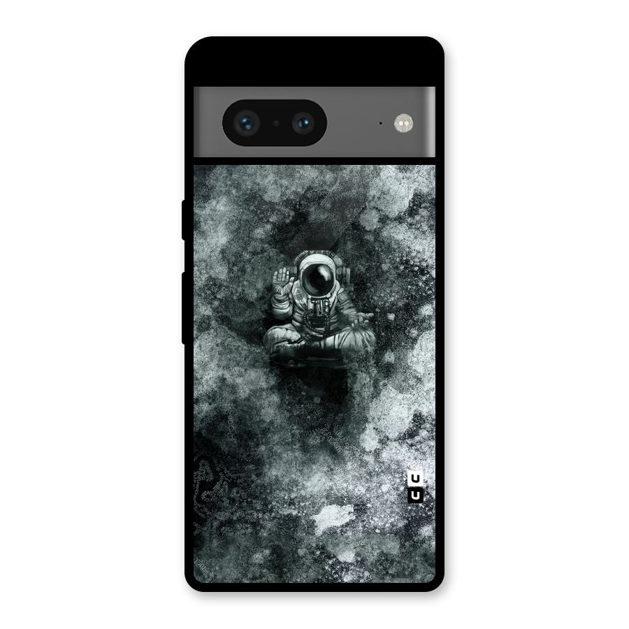 Meditating Spaceman Glass Back Case for Google Pixel 7