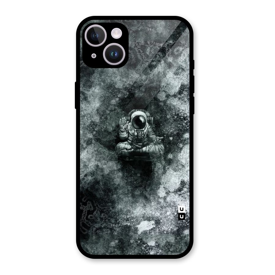 Meditating Spaceman Glass Back Case for iPhone 14 Plus