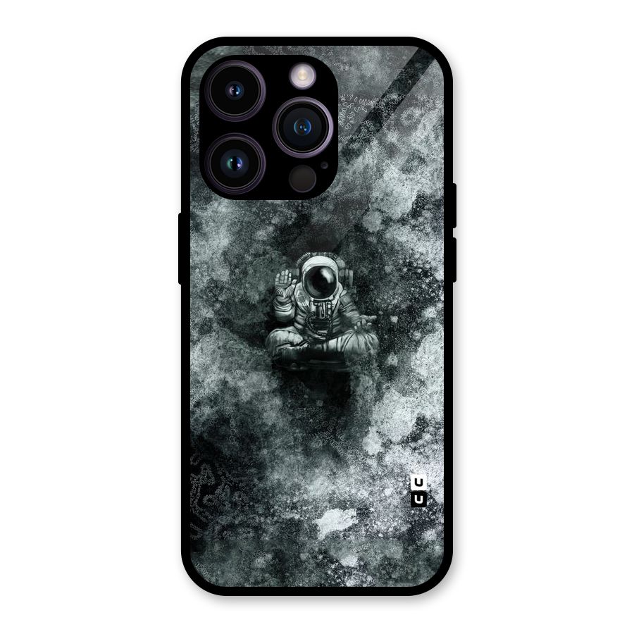 Meditating Spaceman Glass Back Case for iPhone 14 Pro