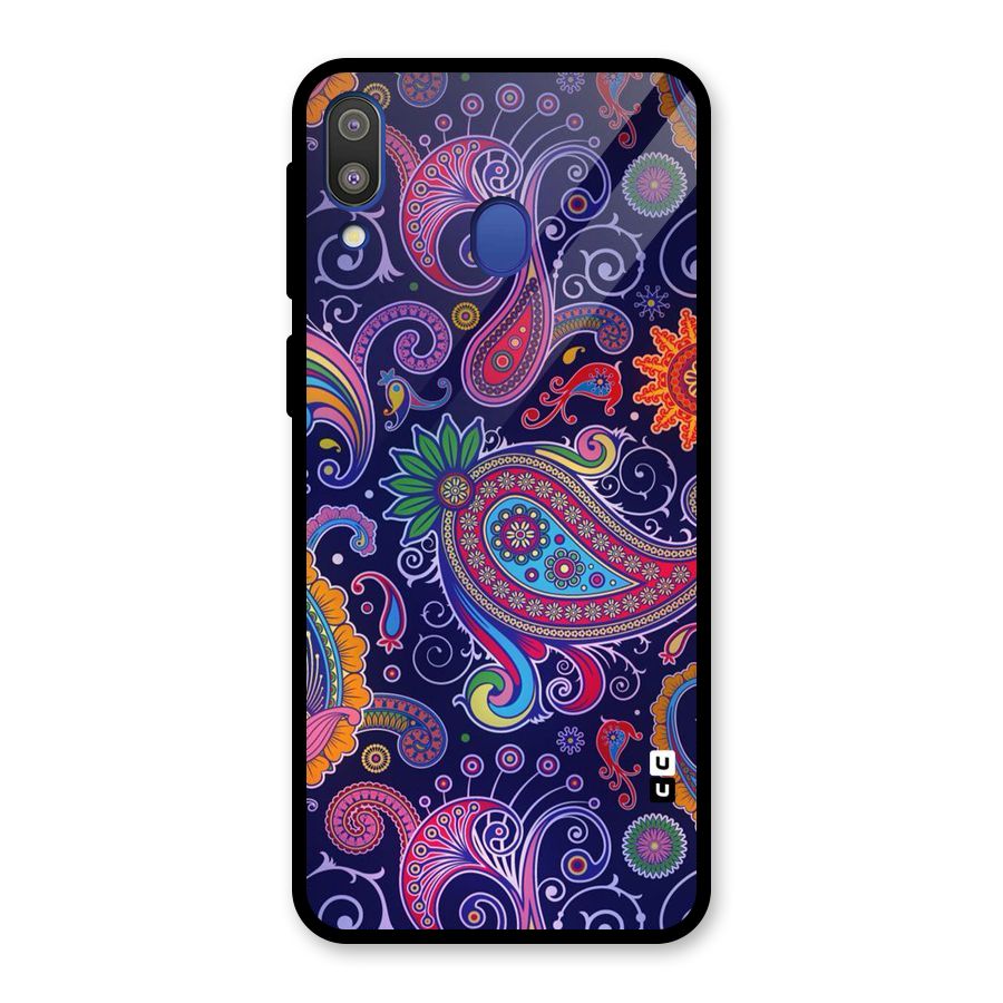 Mehendi Pattern Glass Back Case for Galaxy M20