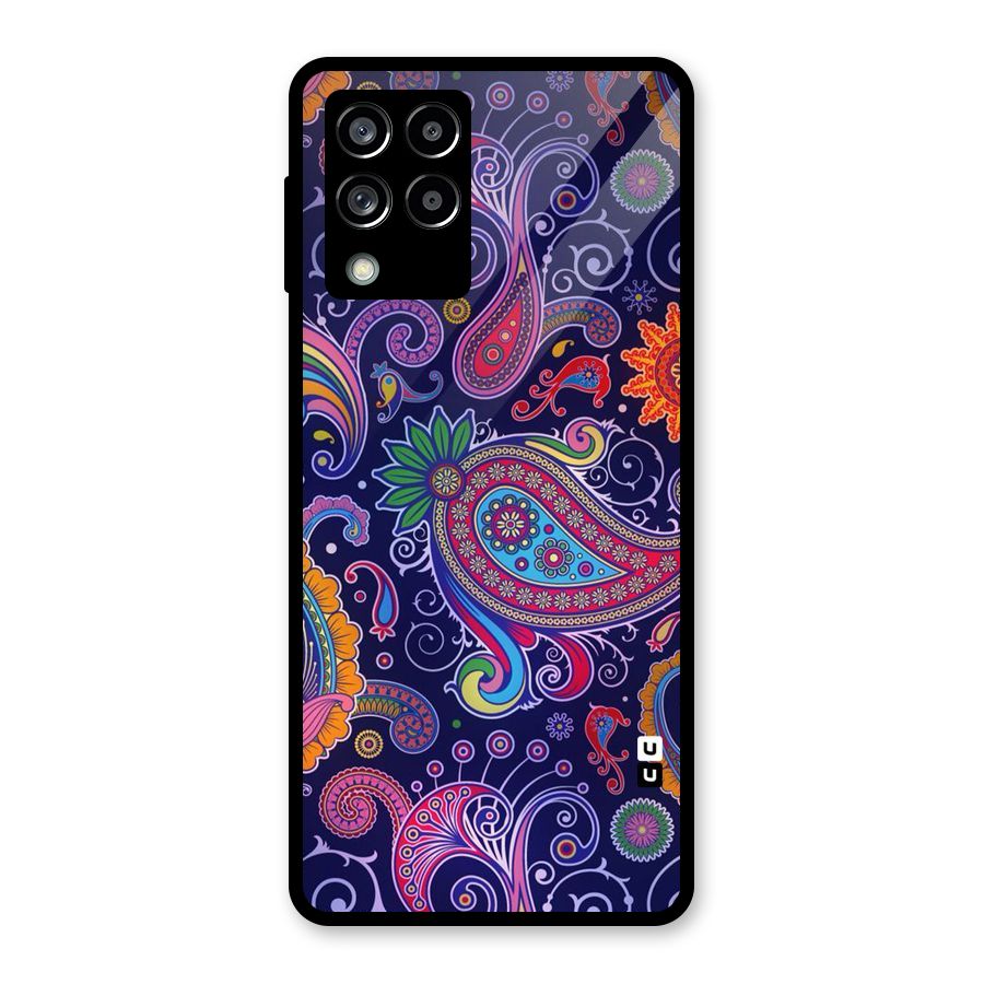 Mehendi Pattern Glass Back Case for Galaxy M53 5G