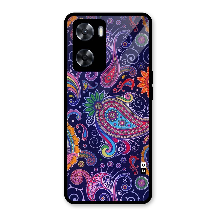 Mehendi Pattern Glass Back Case for Oppo A57 2022