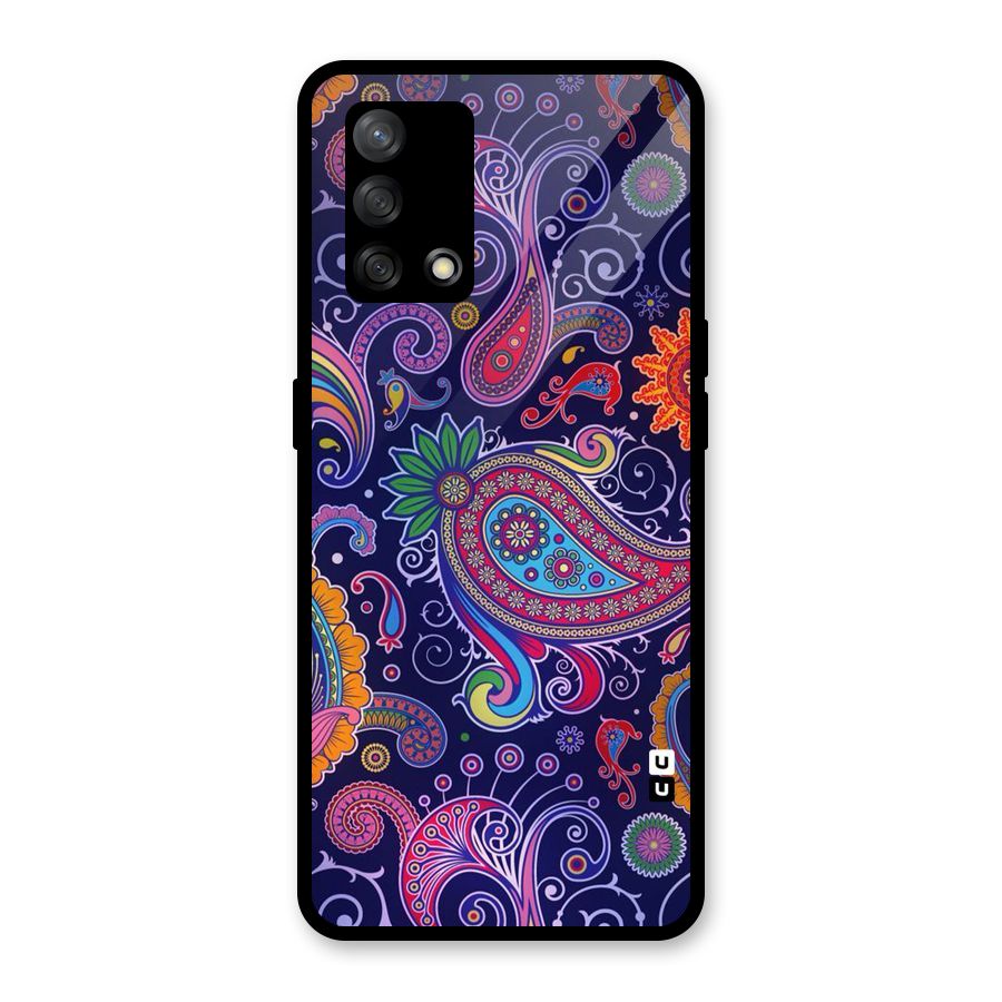 Mehendi Pattern Glass Back Case for Oppo F19