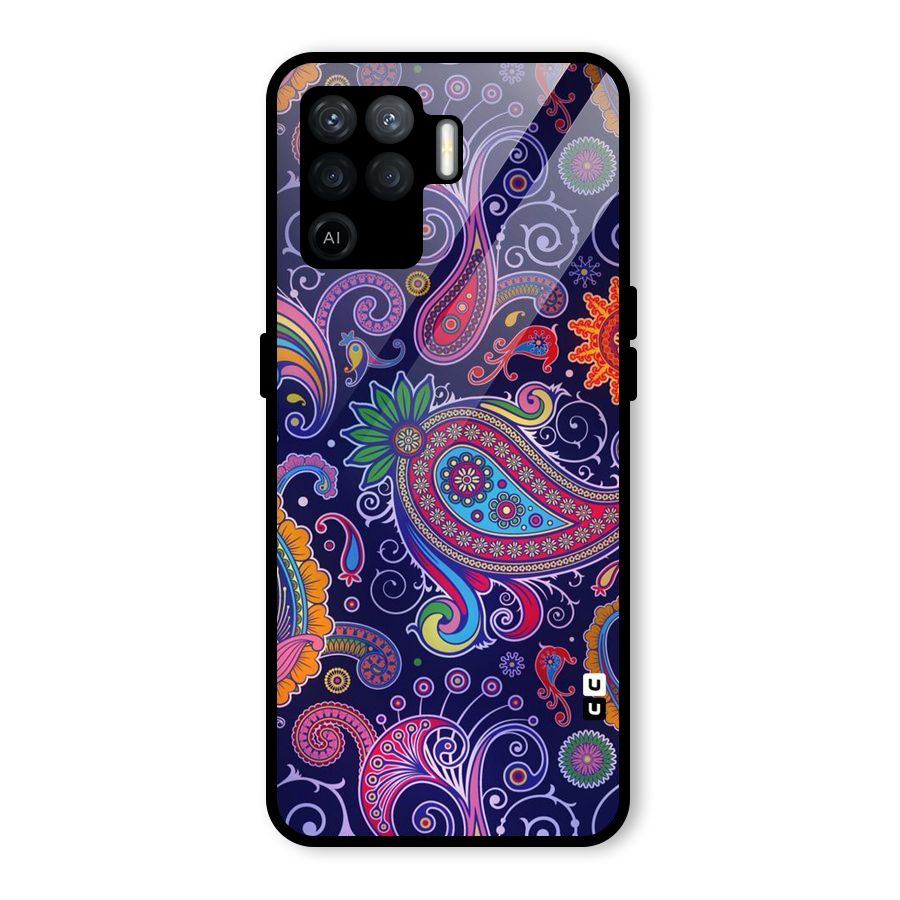 Mehendi Pattern Glass Back Case for Oppo F19 Pro