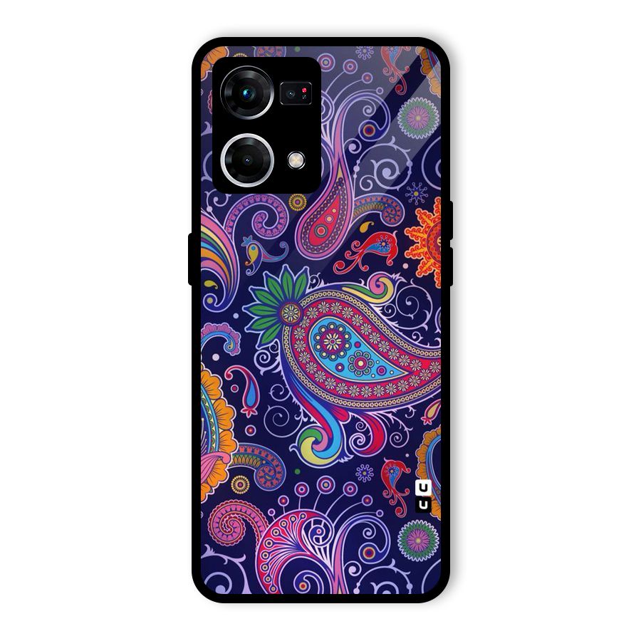 Mehendi Pattern Glass Back Case for Oppo F21s Pro 4G