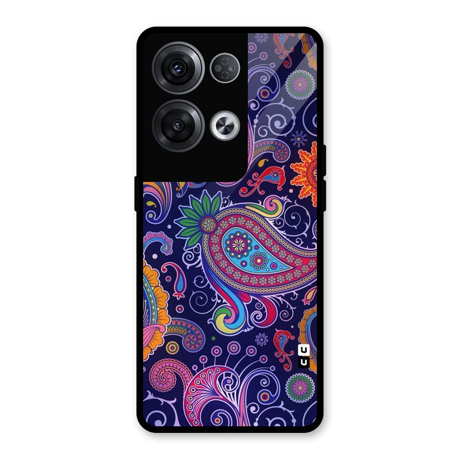 Mehendi Pattern Glass Back Case for Oppo Reno8 Pro 5G