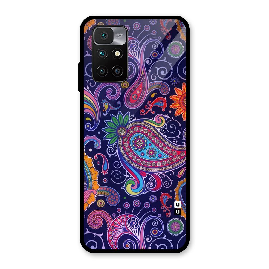Mehendi Pattern Glass Back Case for Redmi 10 Prime