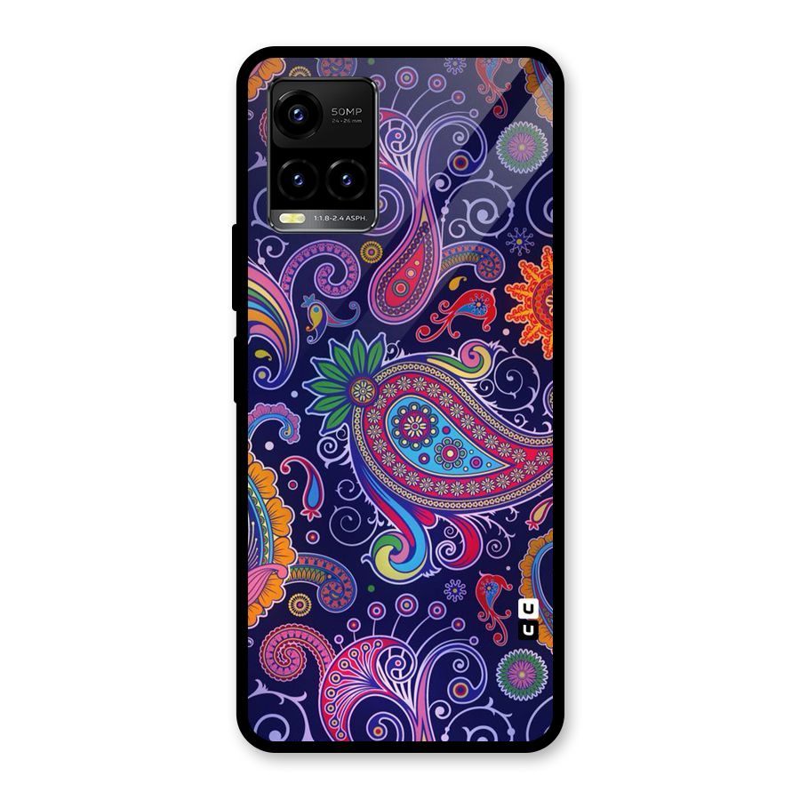 Mehendi Pattern Glass Back Case for Vivo Y21T