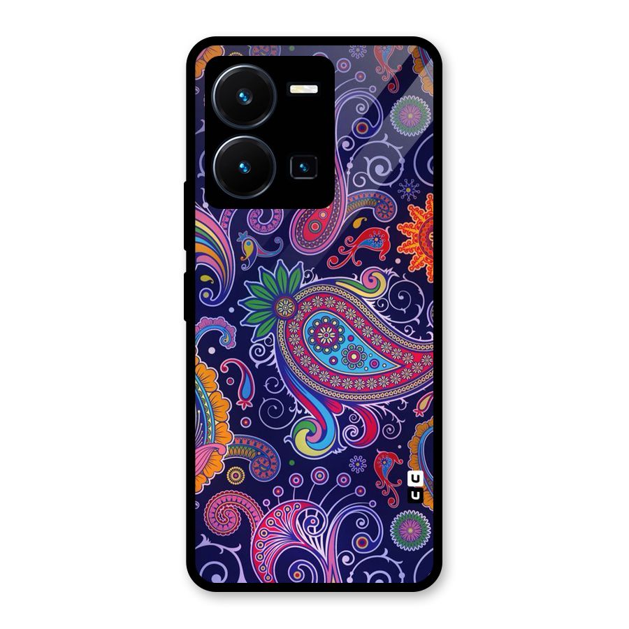 Mehendi Pattern Glass Back Case for Vivo Y35