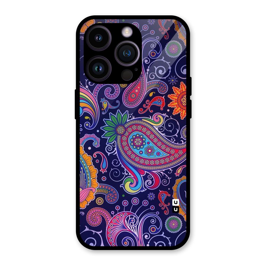 Mehendi Pattern Glass Back Case for iPhone 14 Pro