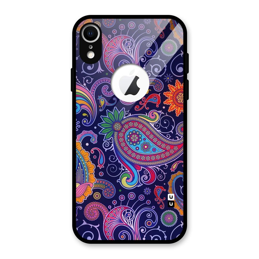 Mehendi Pattern Glass Back Case for iPhone XR Logo Cut