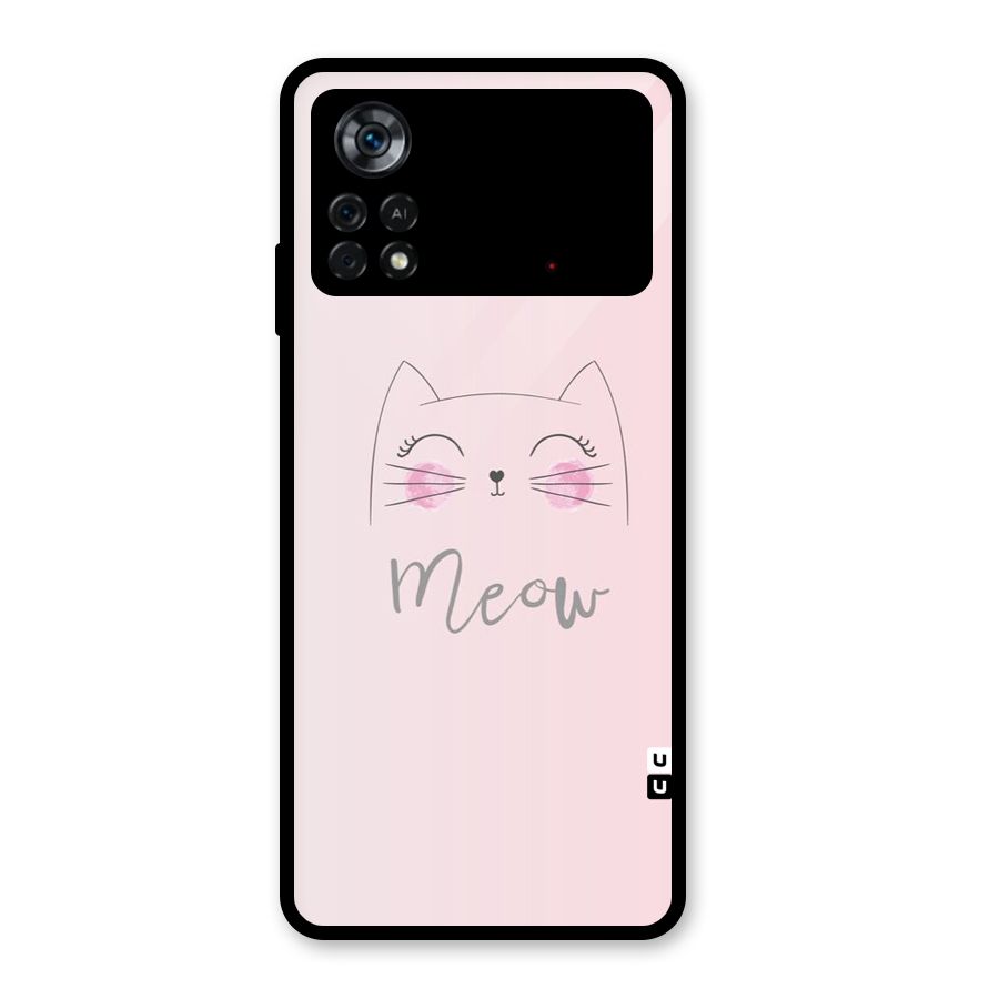 Meow Pink Glass Back Case for Poco X4 Pro 5G