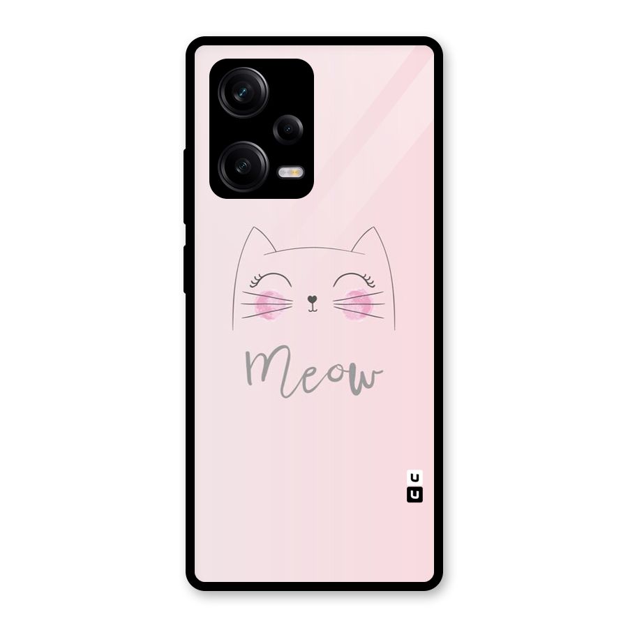 Meow Pink Glass Back Case for Redmi Note 12 Pro