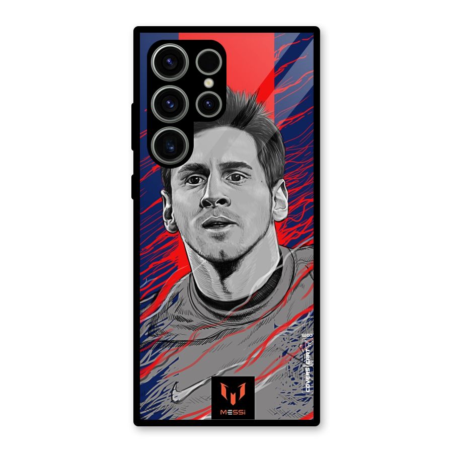 Messi For FCB Glass Back Case for Galaxy S23 Ultra
