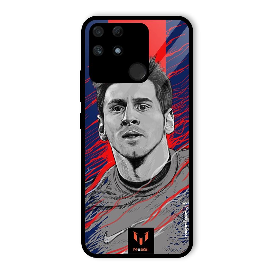 Messi For FCB Glass Back Case for Realme Narzo 50A