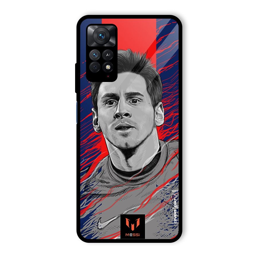 Messi For FCB Glass Back Case for Redmi Note 11 Pro
