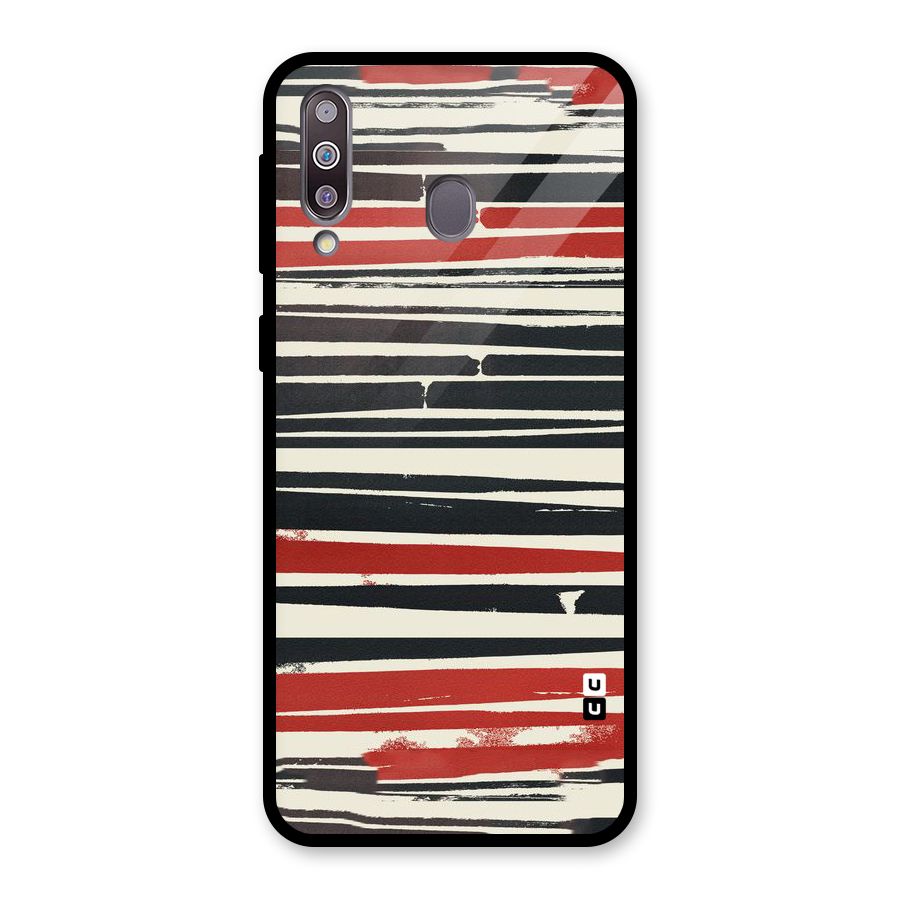 Messy Vintage Stripes Glass Back Case for Galaxy M30