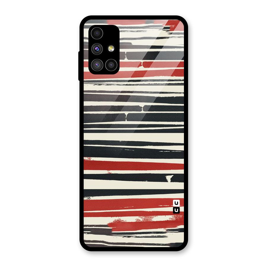 Messy Vintage Stripes Glass Back Case for Galaxy M51