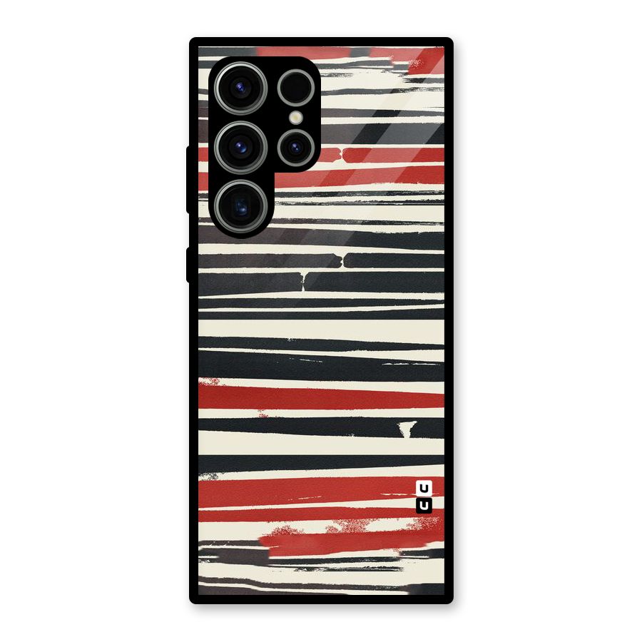 Messy Vintage Stripes Glass Back Case for Galaxy S23 Ultra