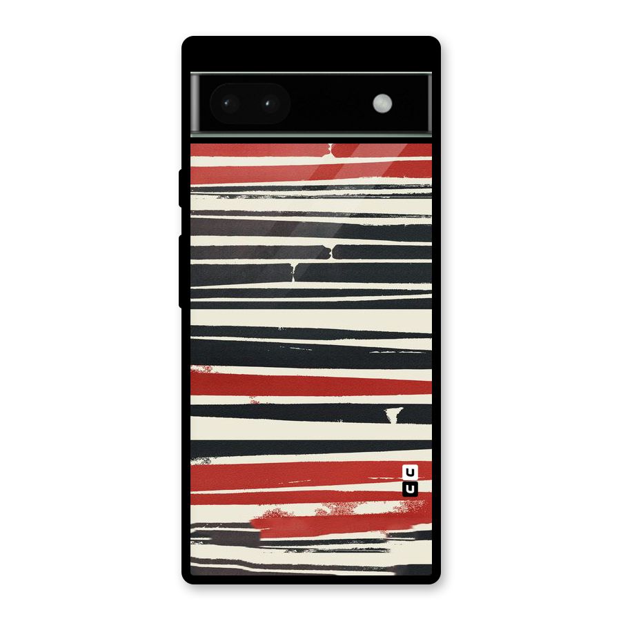 Messy Vintage Stripes Glass Back Case for Google Pixel 6a