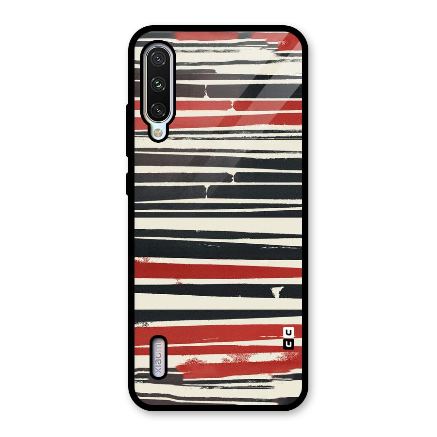 Messy Vintage Stripes Glass Back Case for Mi A3