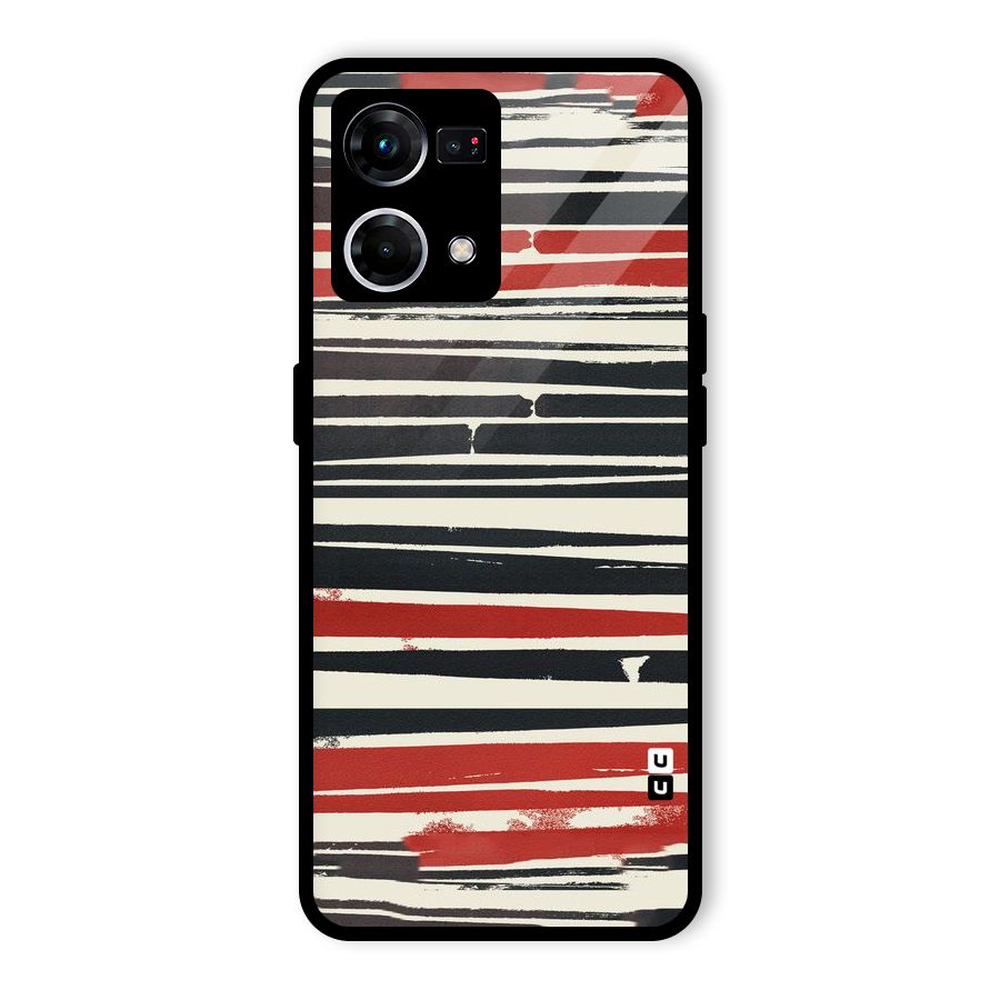 Messy Vintage Stripes Glass Back Case for Oppo F21 Pro 4G