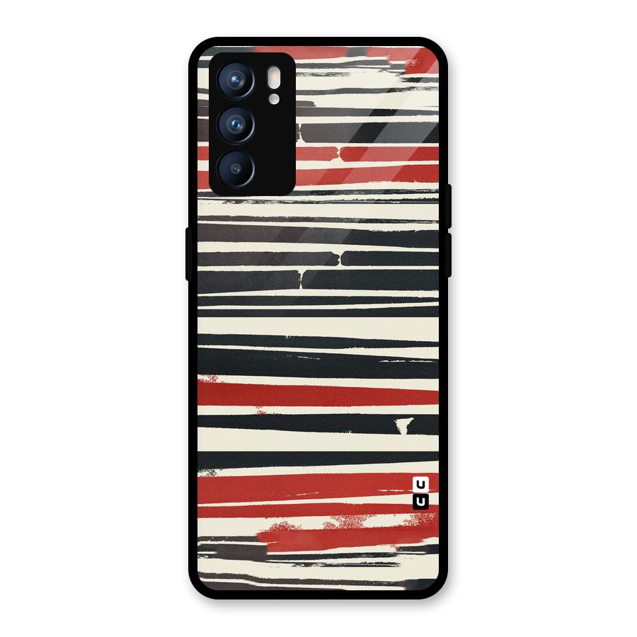 Messy Vintage Stripes Glass Back Case for Oppo Reno6 5G