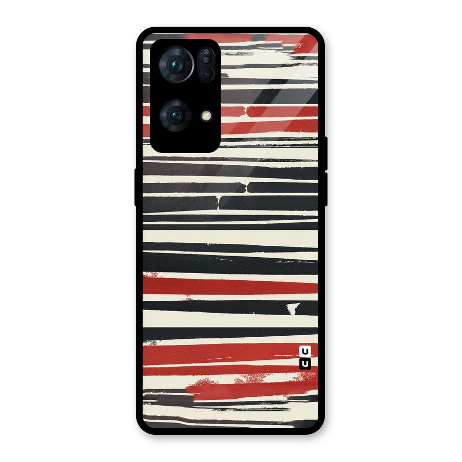 Messy Vintage Stripes Glass Back Case for Oppo Reno7 Pro 5G