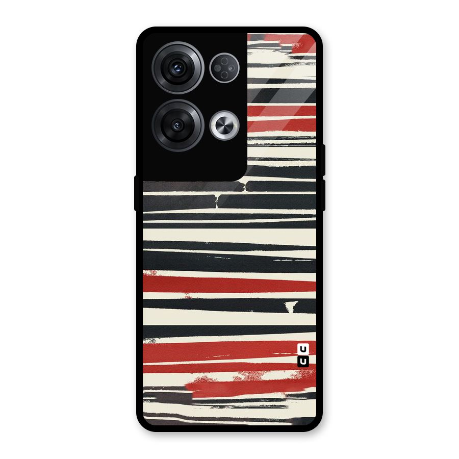 Messy Vintage Stripes Glass Back Case for Oppo Reno8 Pro 5G