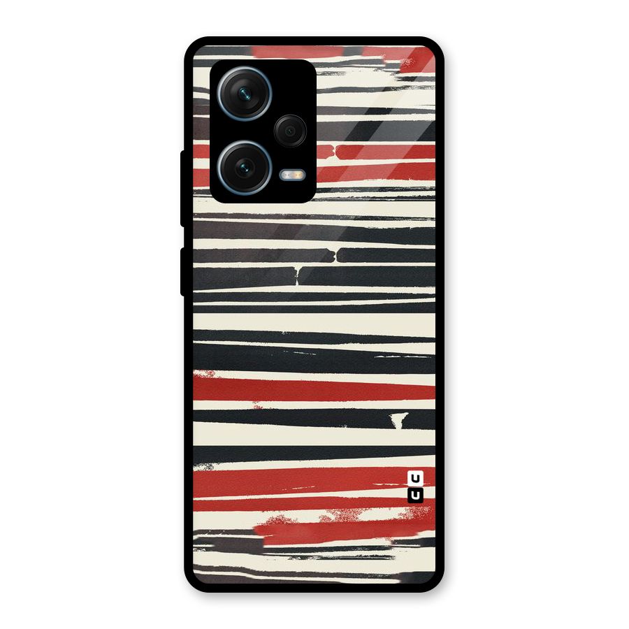 Messy Vintage Stripes Glass Back Case for Redmi Note 12 Pro Plus 5G