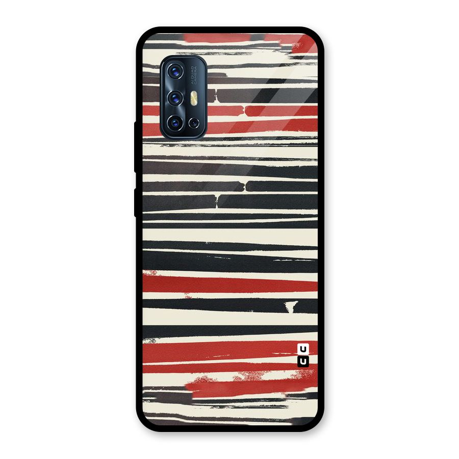 Messy Vintage Stripes Glass Back Case for Vivo V17