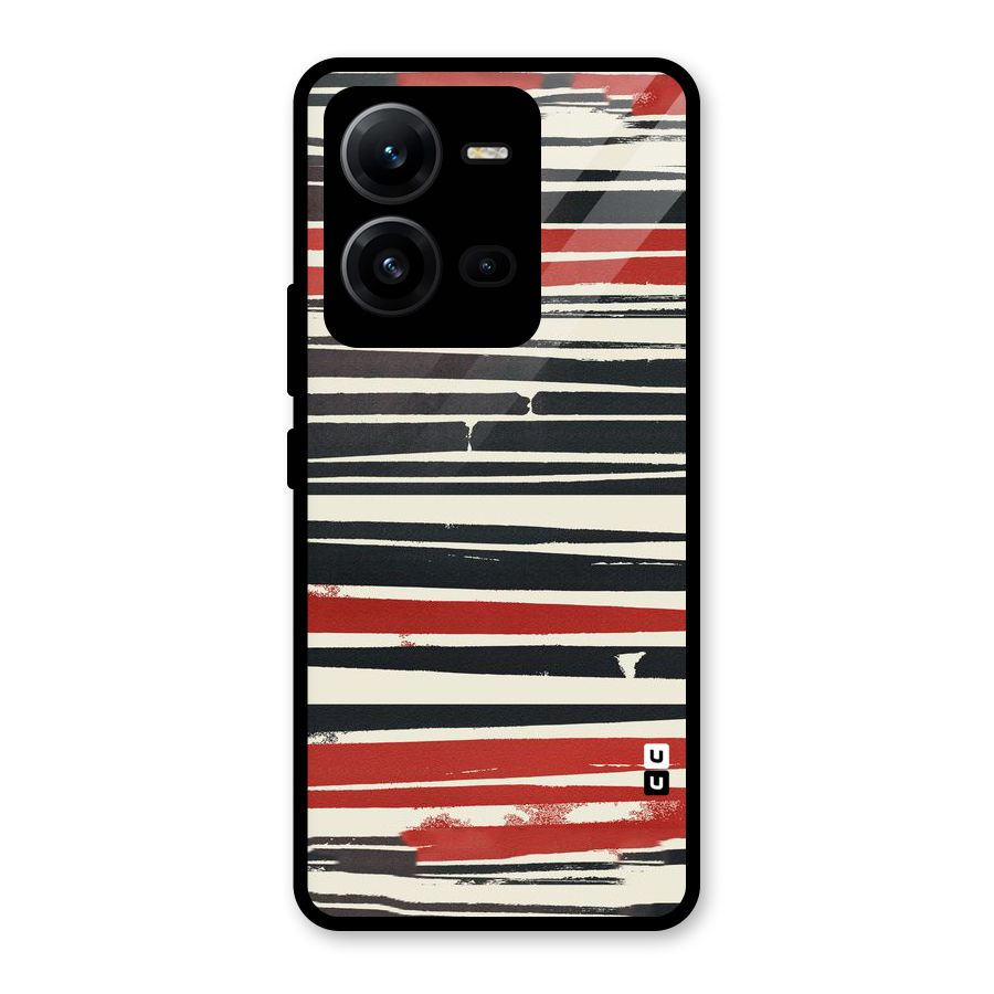Messy Vintage Stripes Glass Back Case for Vivo V25