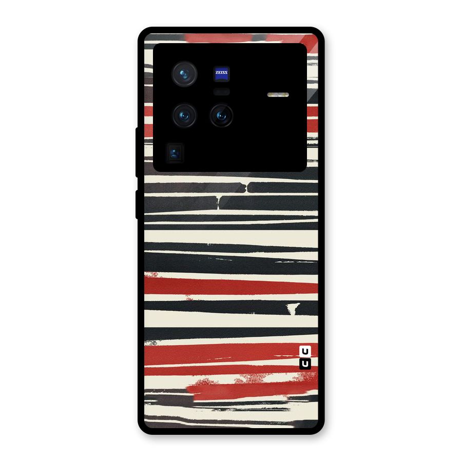 Messy Vintage Stripes Glass Back Case for Vivo X80 Pro