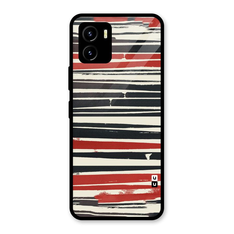 Messy Vintage Stripes Glass Back Case for Vivo Y15s