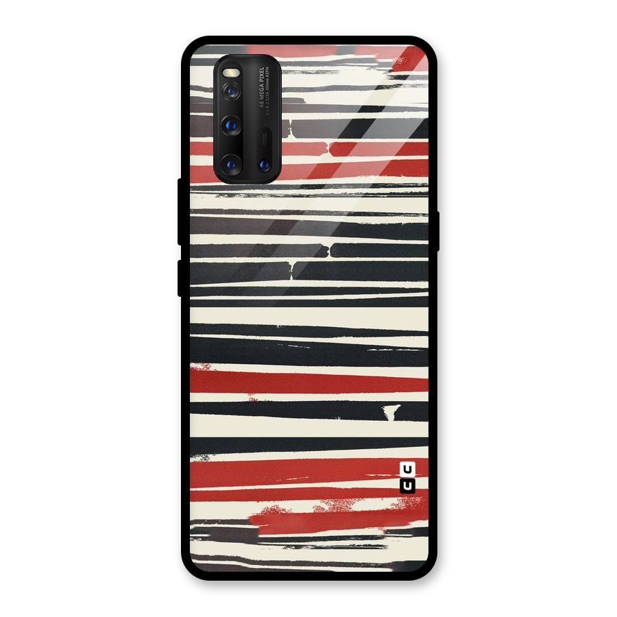 Messy Vintage Stripes Glass Back Case for Vivo iQOO 3