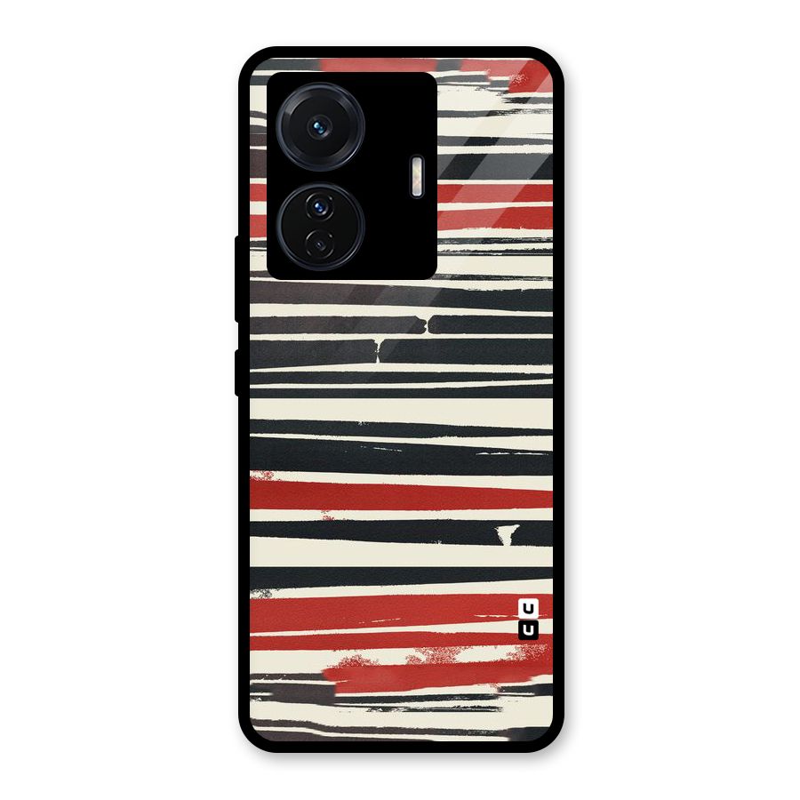 Messy Vintage Stripes Glass Back Case for Vivo iQOO Z6 Pro