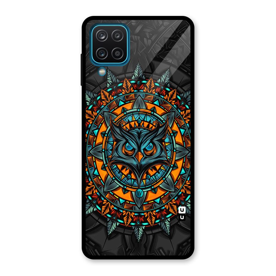 Mighty Owl Artwork Glass Back Case for Galaxy A12