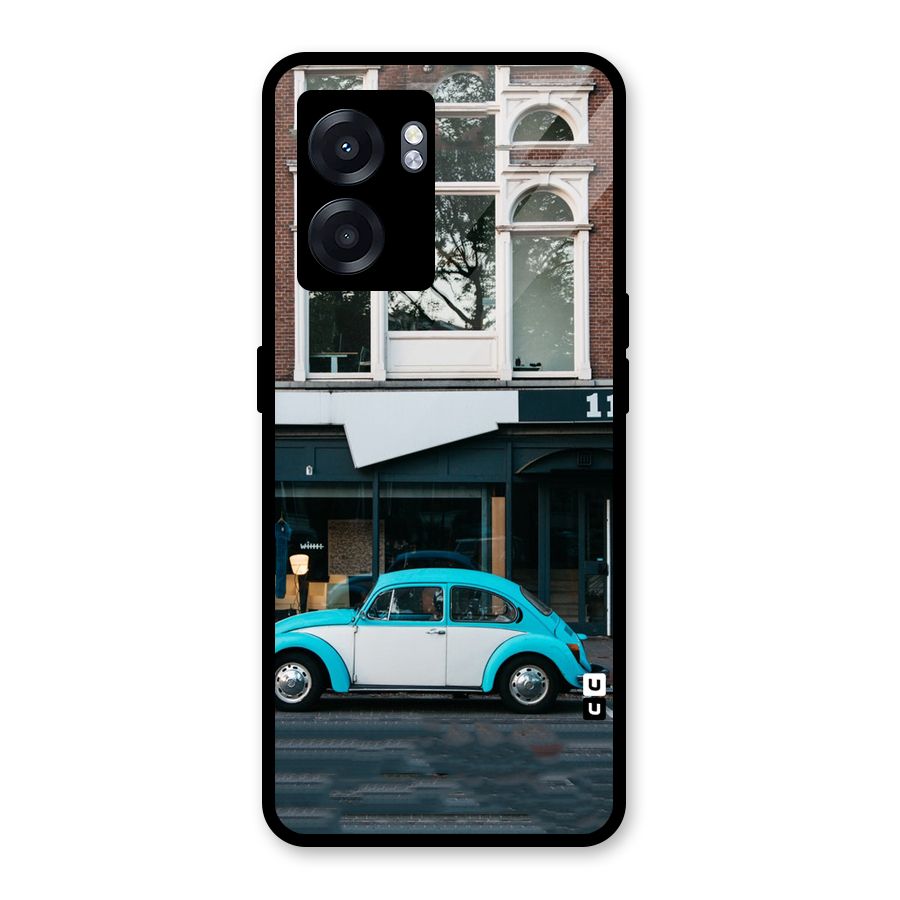 Mini Blue Car Glass Back Case for Realme Narzo 50 5G