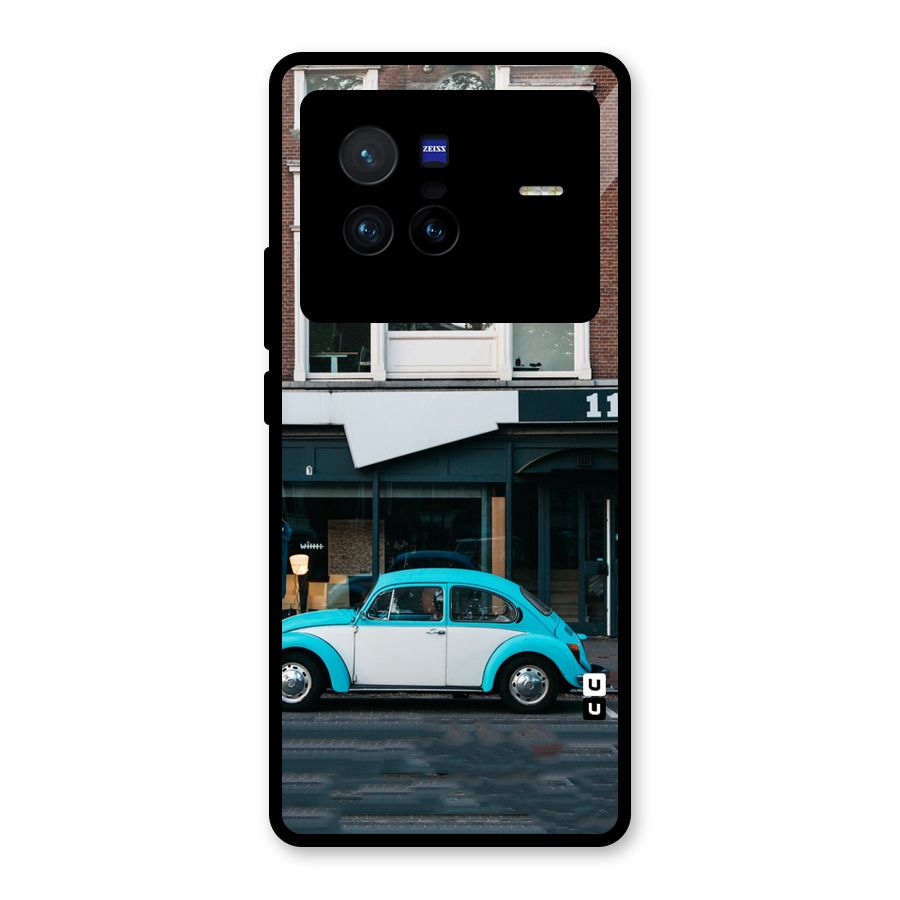 Mini Blue Car Glass Back Case for Vivo X80