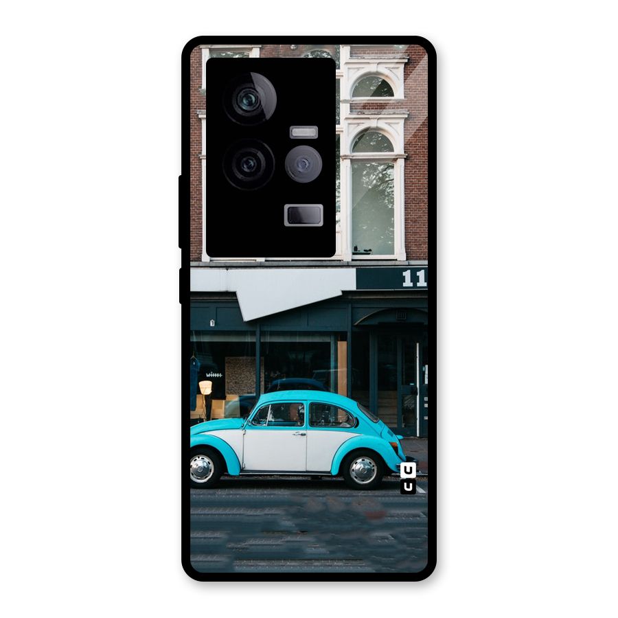 Mini Blue Car Glass Back Case for Vivo iQOO 11 5G