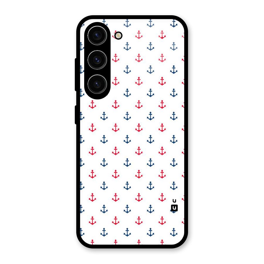 Minimal Anchor Pattern Glass Back Case for Galaxy S23