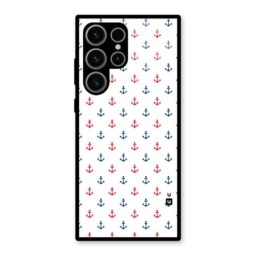 Minimal Anchor Pattern Glass Back Case for Galaxy S23 Ultra