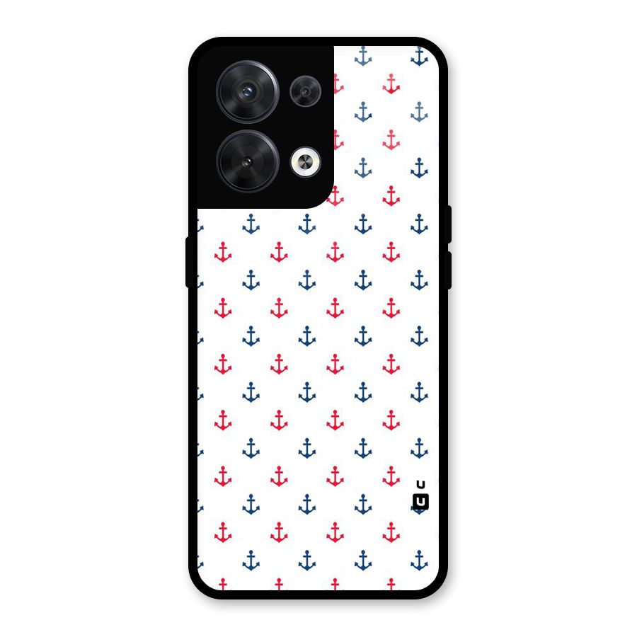 Minimal Anchor Pattern Glass Back Case for Oppo Reno8 5G