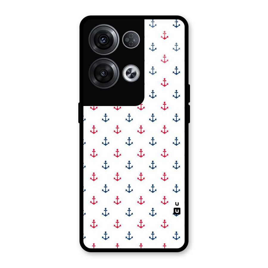 Minimal Anchor Pattern Glass Back Case for Oppo Reno8 Pro 5G