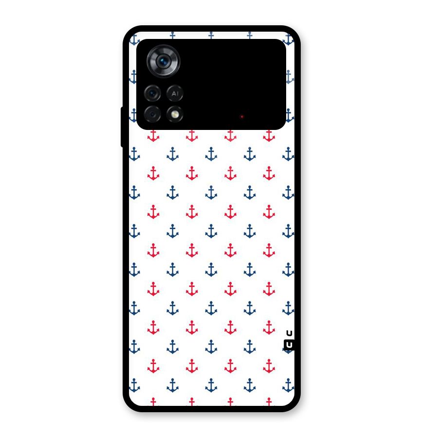 Minimal Anchor Pattern Glass Back Case for Poco X4 Pro 5G