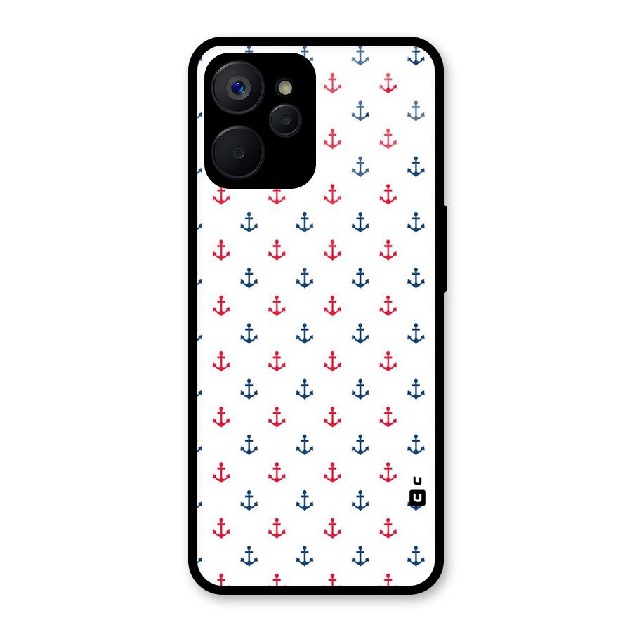 Minimal Anchor Pattern Glass Back Case for Realme 9i 5G