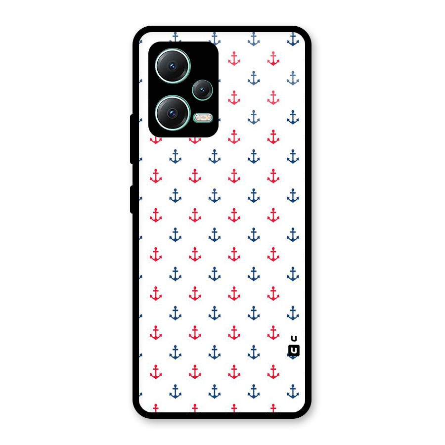 Minimal Anchor Pattern Glass Back Case for Redmi Note 12 5G