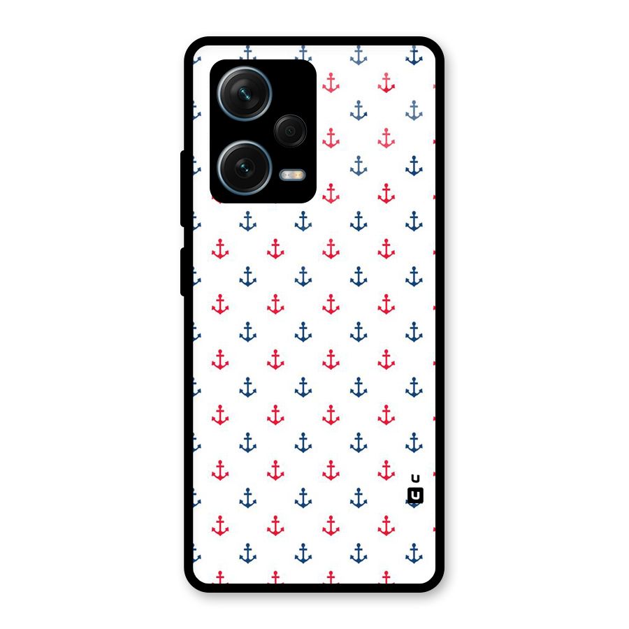 Minimal Anchor Pattern Glass Back Case for Redmi Note 12 Pro Plus 5G