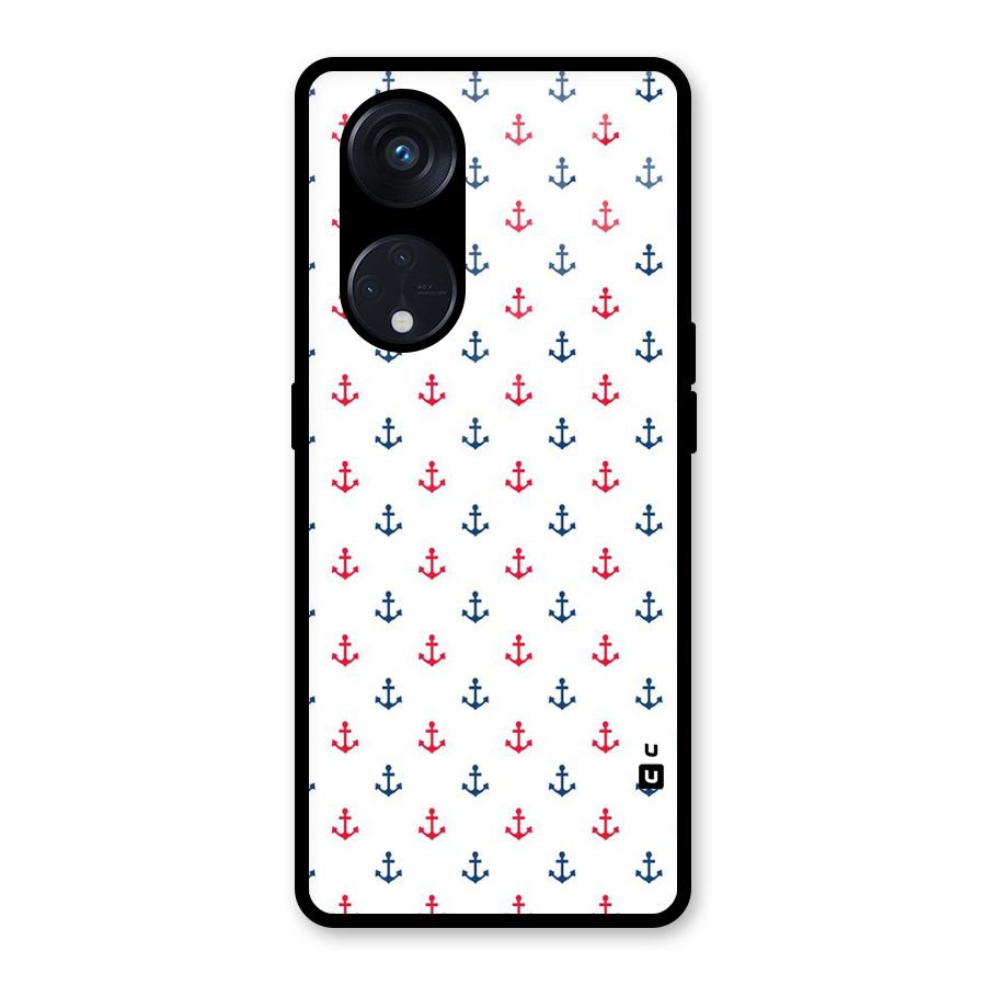 Minimal Anchor Pattern Glass Back Case for Reno8 T 5G