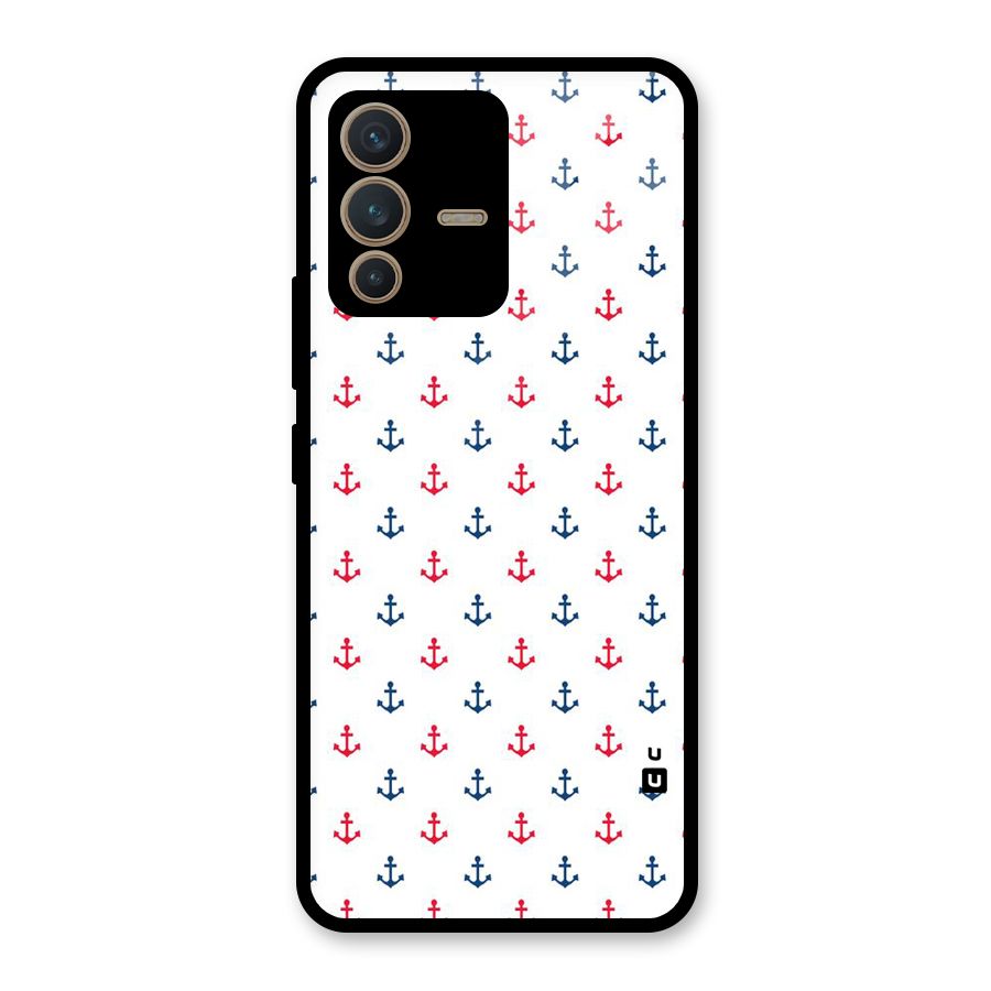 Minimal Anchor Pattern Glass Back Case for Vivo V23 5G